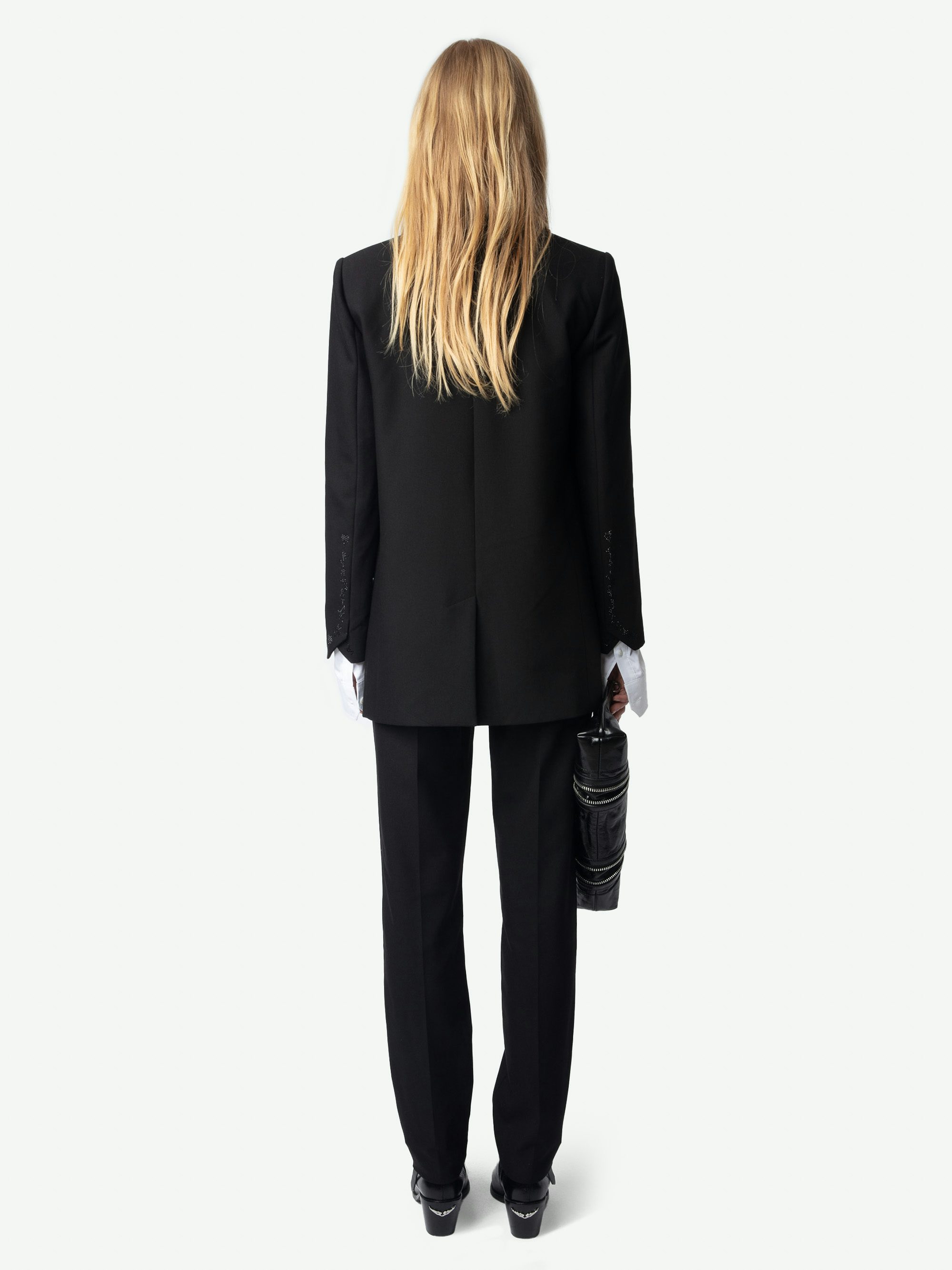 Viva Blazer - Tailored structured blazer with button-up fastening and rhinestones.